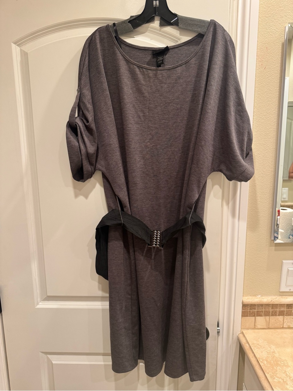 Lane Bryant Charcoal Midi Dress with Removable Black Belt size 22-24w